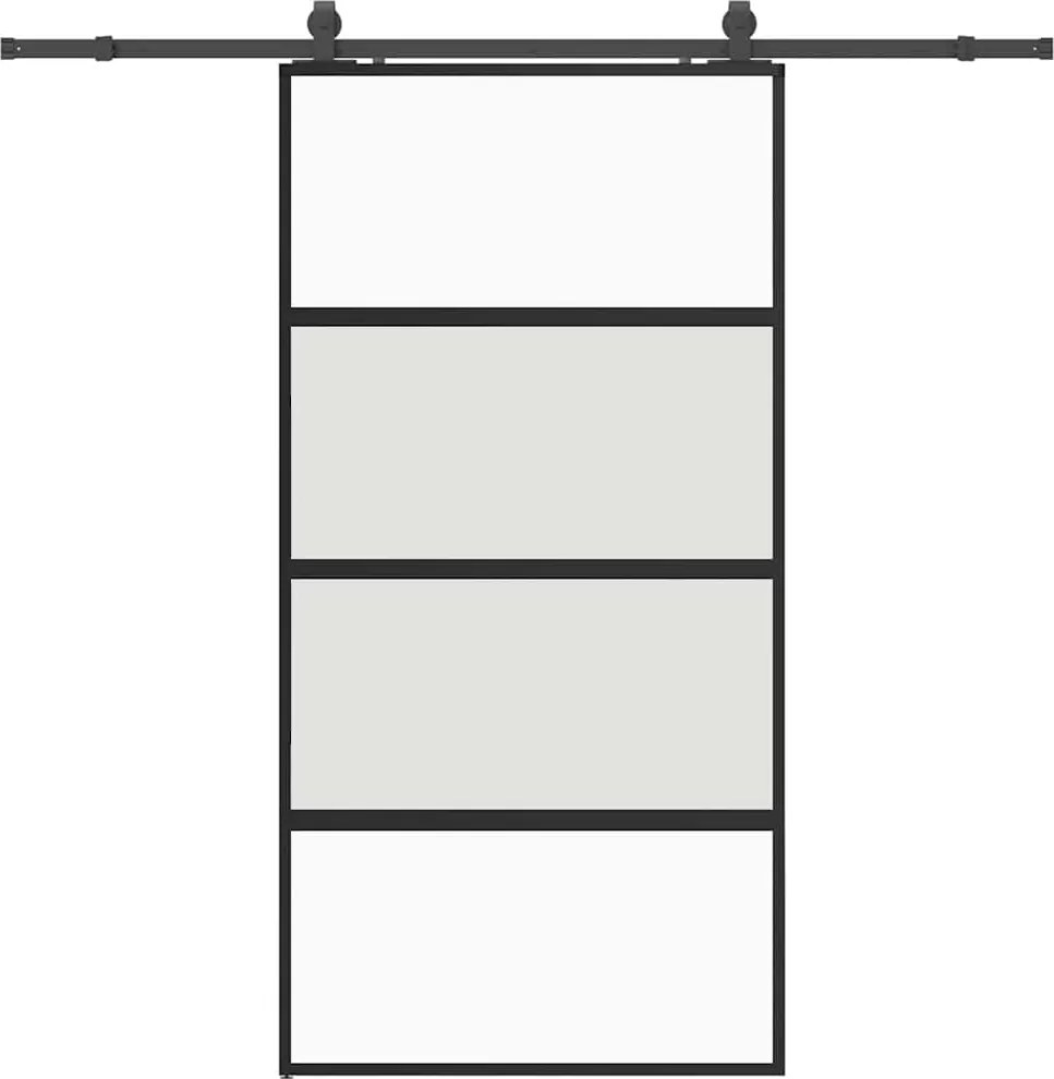 vidaXL fekete edzett üveg tolóajtó fémszerelék szettel 102,5x205 cm