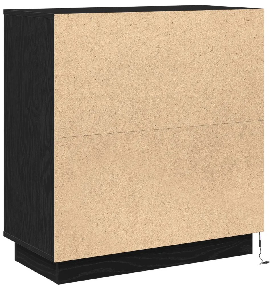 Oldalszekrény LED-fénnyel, Fekete Tölgy, 71x34,5x75 cm, Mérnöki Fa