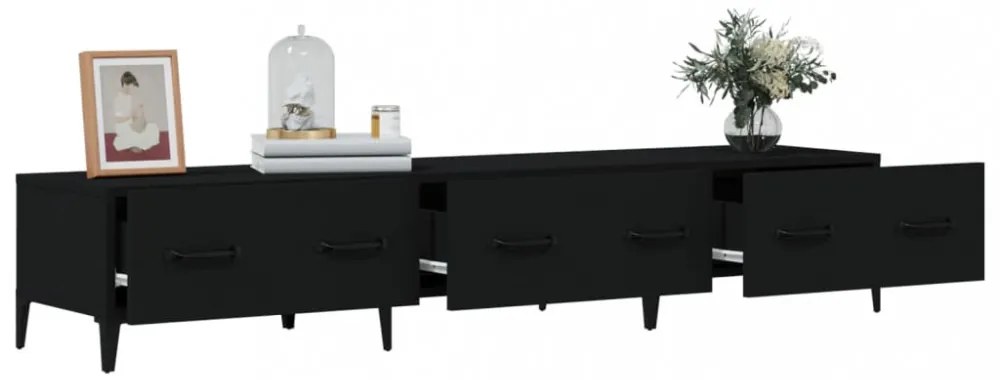 fekete szerelt fa TV-szekrény 150 x 34,5 x 30 cm