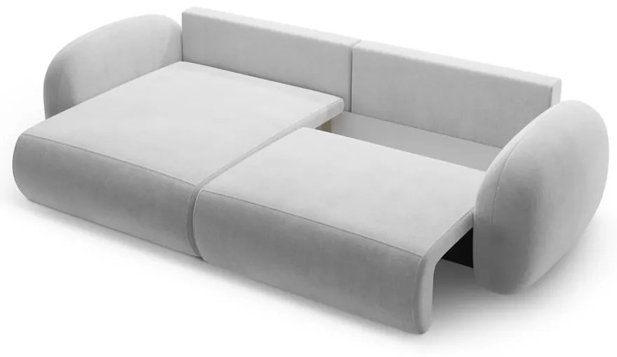 Világosszürke bársony kinyitható-tárolóhelyes sarokkanapé Tonale – Cosmopolitan Design