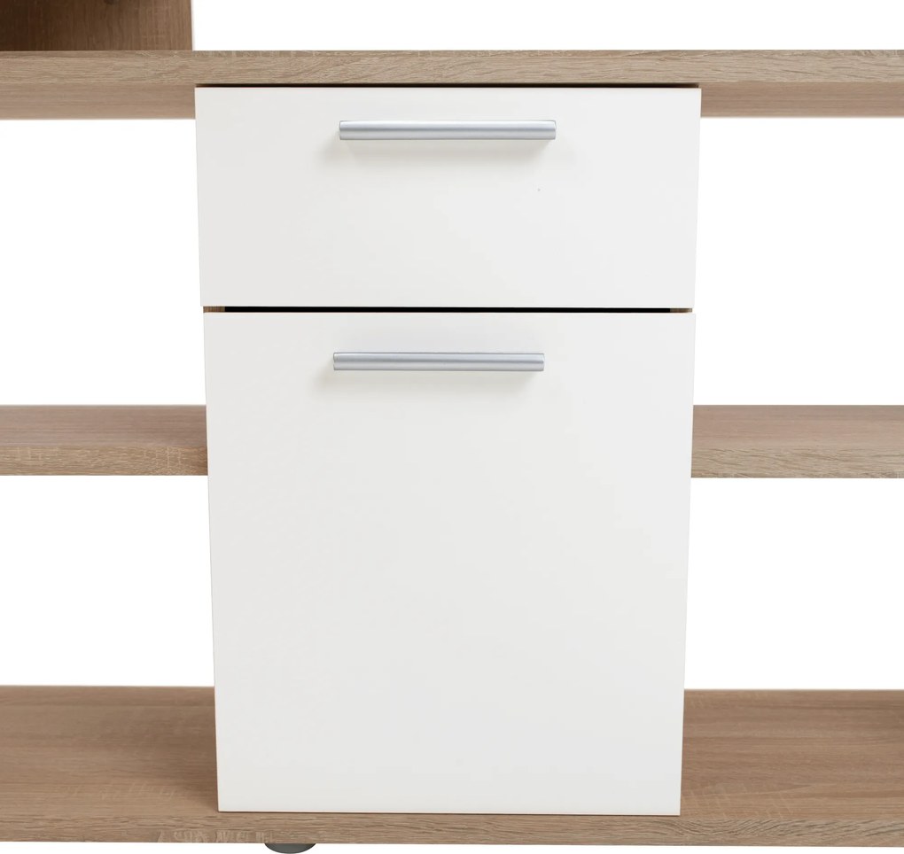 Sarok íróasztal, sonoma tölgy/fehér, NOE NEW