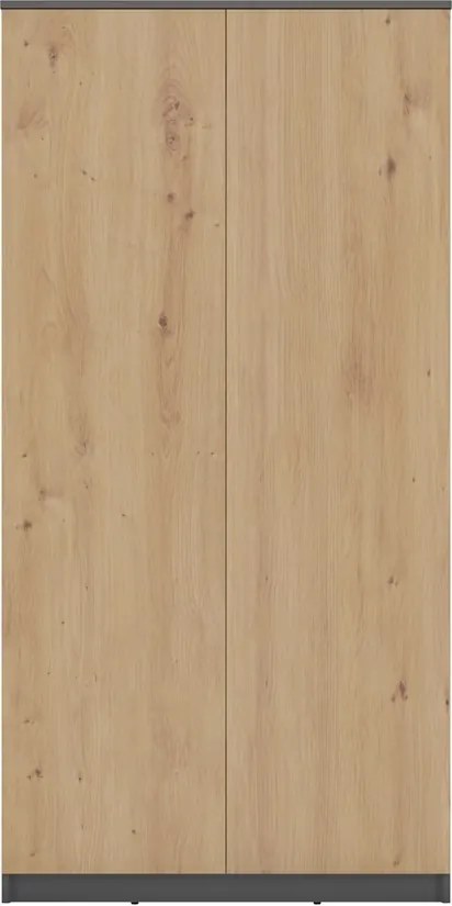 MIX SD-90 gardróbszekrény akasztós és polcos résszel, antracit-tölgy