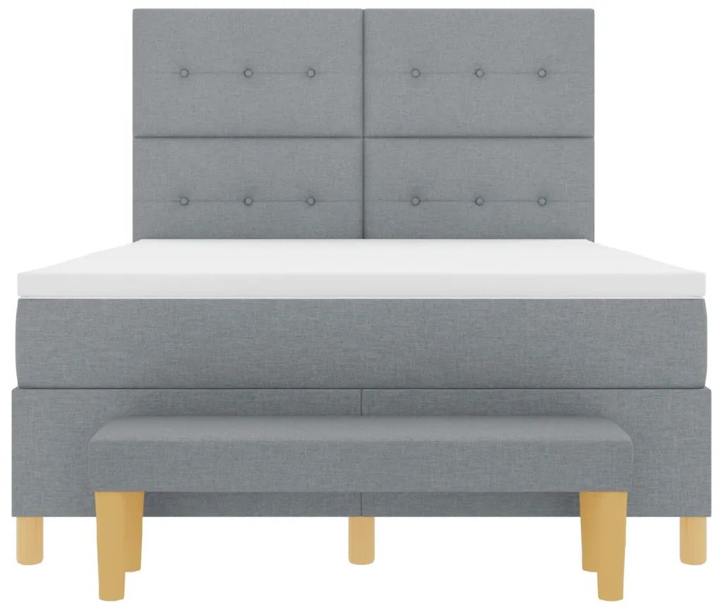 Boxspring Ágy Matraccal és Pad Light Grey 140x200 cm Szövet