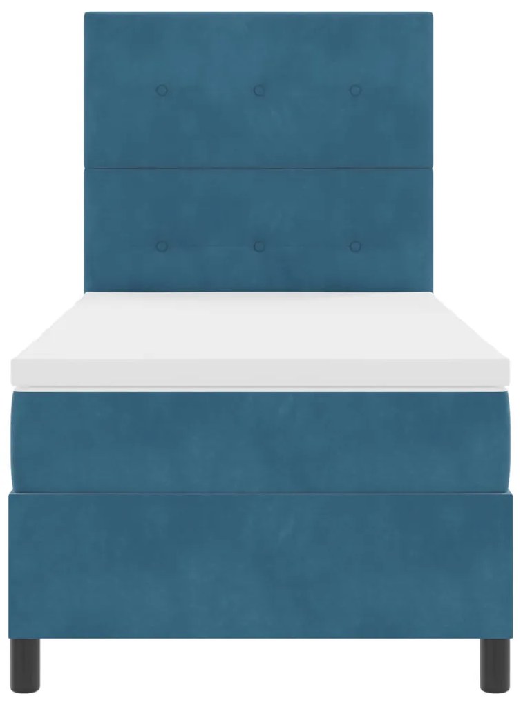 Boxspring Ágy Mattal Sötétkék 90x200 cm Bársony