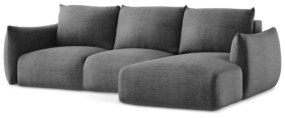 Sötétszürke kinyitható sarokkanapé (jobb oldali-heverő résszel) Leila – Makamii