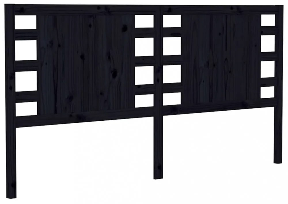 fekete tömör fenyőfa fejtámla 206x4x100 cm