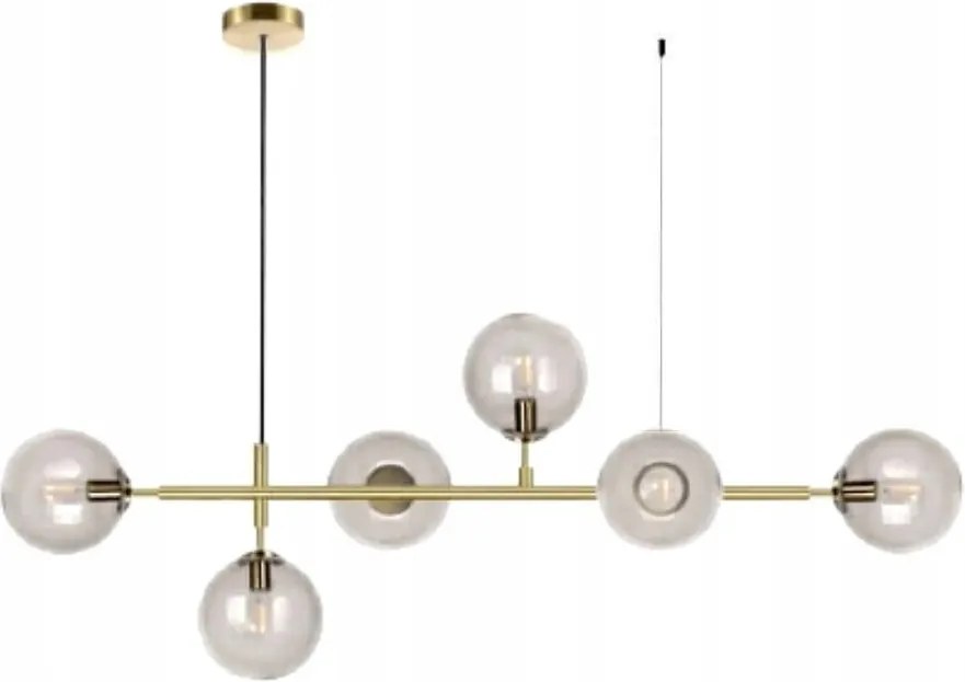 Függő Lámpa Dekoratív Alisa Arany Átlátszó Üveg Lámpabúra 6xE14
