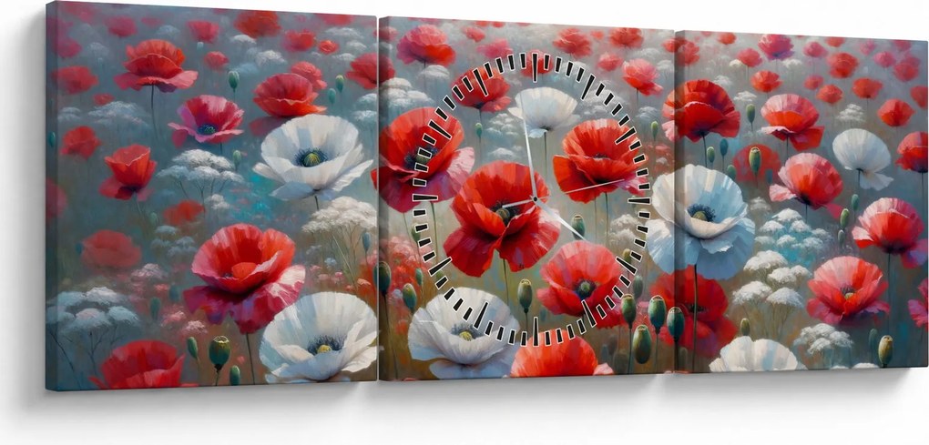 Kép - Pipacsmező (órával) (90x30 cm)