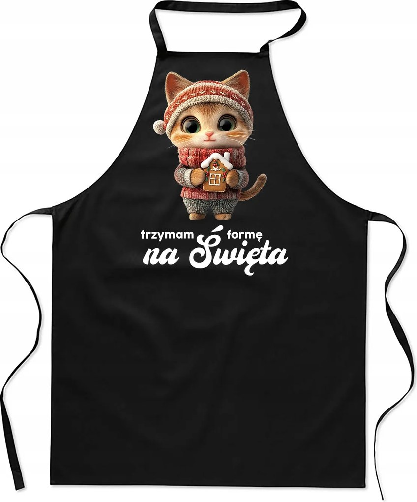 Konyhai Kötény Női férfi karácsonyi pamut nyomott mintás fekete