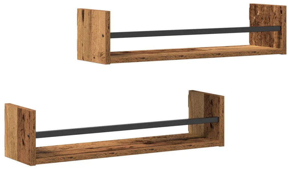 Falipolcok 2 db Régi fa 60x16x14 cm Műgyanta