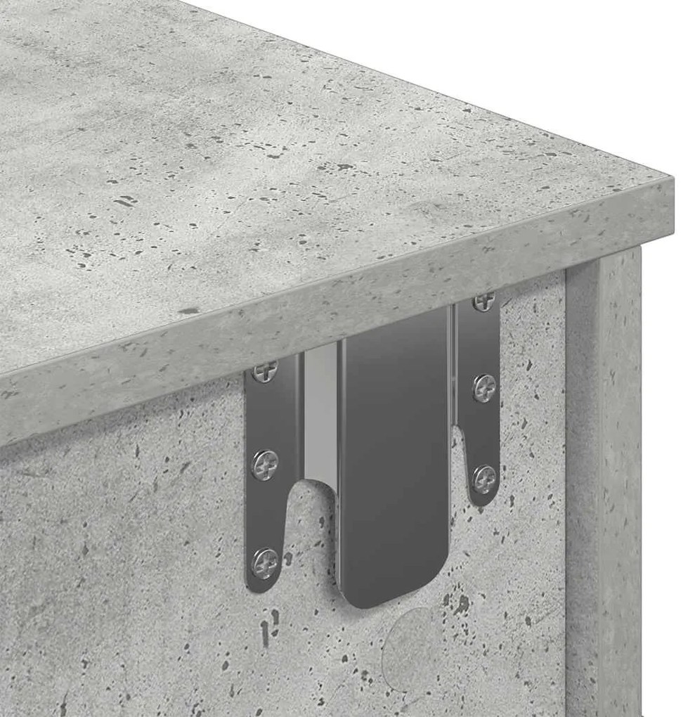 betonszürke szerelt fa falipolc fiókokkal 100 x 37,5 x 19 cm