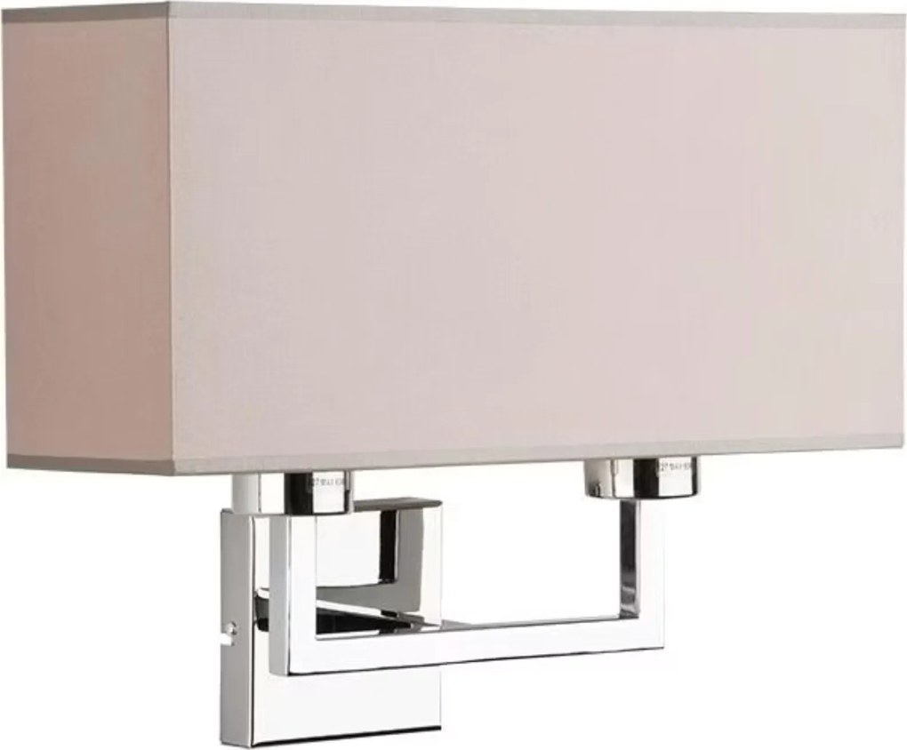 Dekoratív fali lámpa króm bézs téglalap alakú lámpabúra nappaliba Alfa