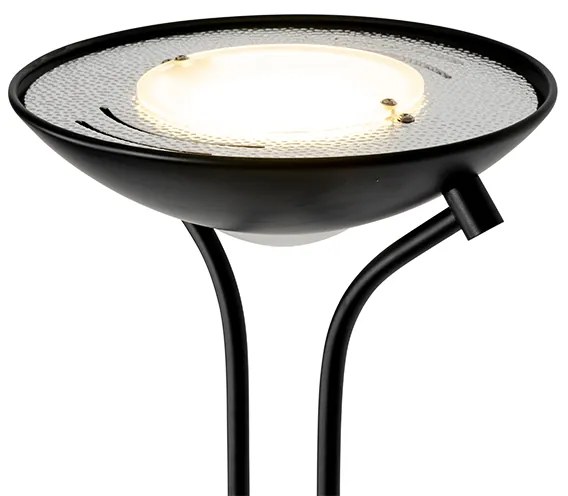 Modern állólámpa fekete olvasólámpával, beépített LED-del, dim to warm funkcióval - Diva