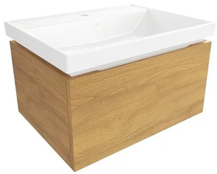 SAT Feel Fürdőszobaszekrény mosdóval 60x30x46 cm matt méztölgy SATFEEL60DMU4