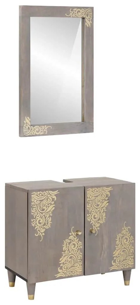 Fürdőszoba bútor szett tárolóval 2 pcs Szürke 62 x 33 x 58 cm
