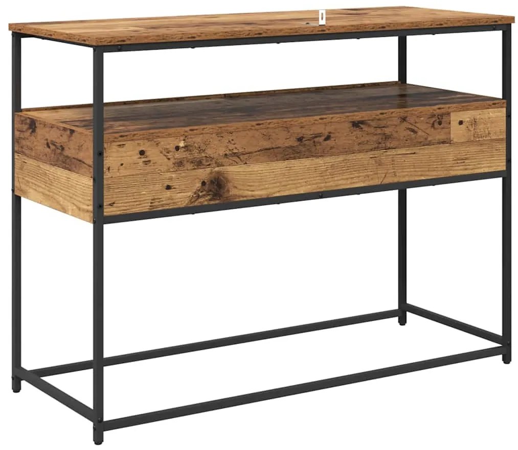 vidaXL Konzolasztal fiókkal Öreg fa 100 x 40 x 75 cm Faanyag