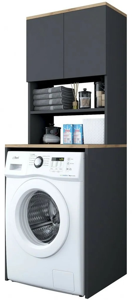 Karin Anthracite and Walnut szekrény mosógép fölé