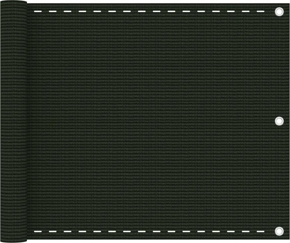 vidaXL sötétzöld HDPE erkélytakaró 75 x 600 cm