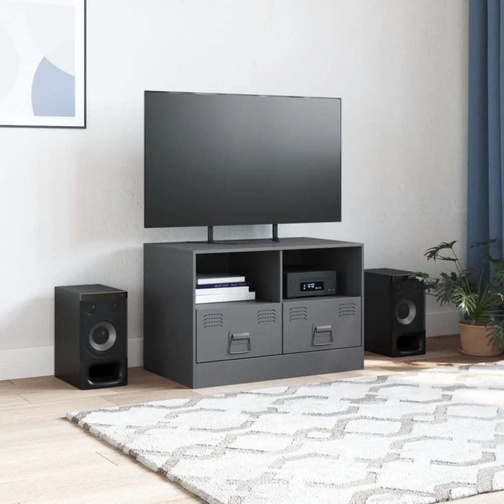 antracitszürke acél TV-szekrény 67 x 39 x 44 cm