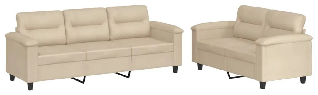 vidaXL 2 részes krémszínű mikroszálas szövet ülőgarnitúra párnákkal