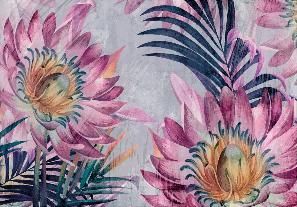 Tapéta Virágok Levelek Elegancia Stílus Modernség a nappaliba 208x146 +ragasztó