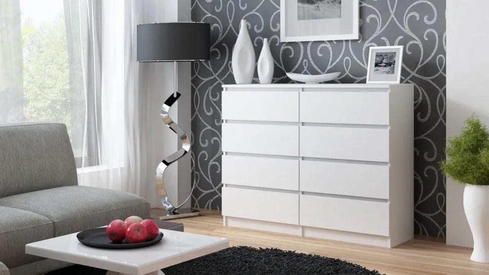 Drohmo M8 120 komód, 120x97x40 cm, fehér