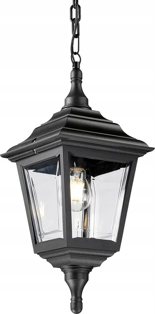 Kültéri terasz függőlámpa klasszikus fekete Elstead láncon