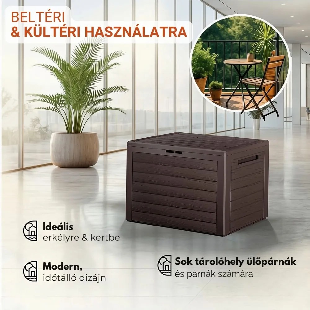 WOODEBOX tárolódoboz, 190L, 78x44x55cm, sötétbarna Prosperplast