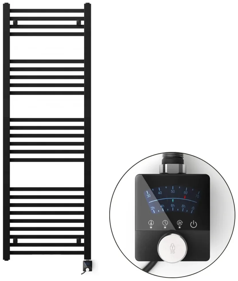 Welland Radiators Welland Lux fekete elektromos törölközőszárító design radiátor 500 x ...