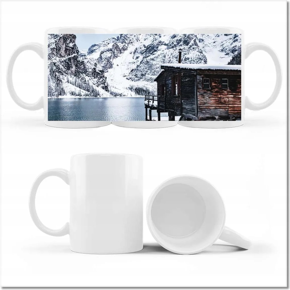 Nyomott mintás bögre Téli kilátás a hegyekkel