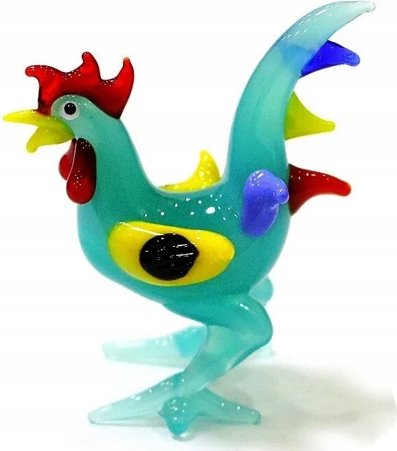 Üveg Figura Színes Kakas, Kiskukas