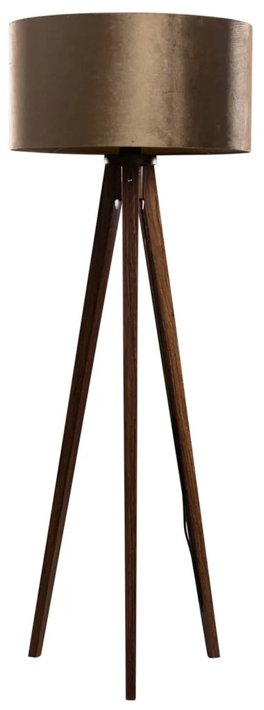 Háromlábú állólámpa diófa talppal és bronz bársony lámpabúrával 50 cm - Tripod Classic