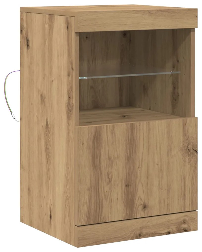 LED világítással ellátott oldalszekrény kézműves tölgy 41x37x67 cm