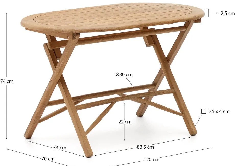 Akácfa kerti étkezőasztal 70x120 cm Dandara – Kave Home