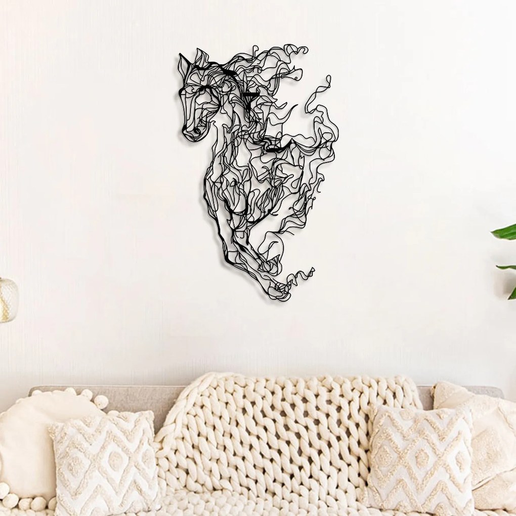 Fém fali dekoráció, Metal Horse Line Art - APT724