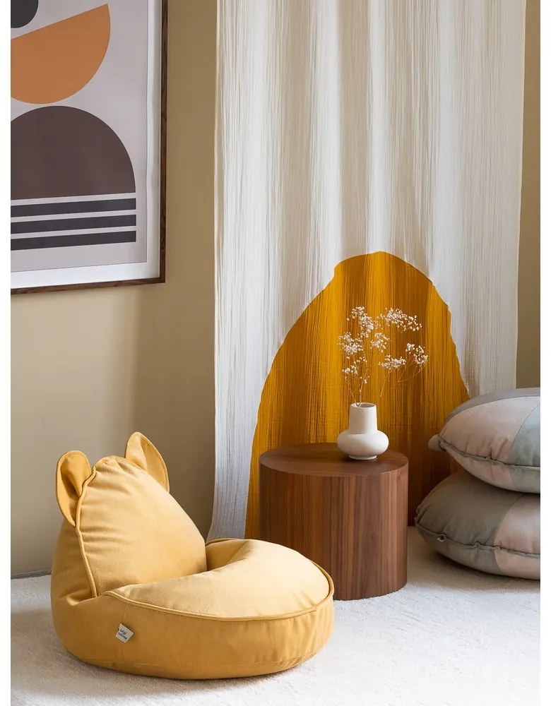 Sárga bársony gyerek babzsákfotel Bear – Wigiwama