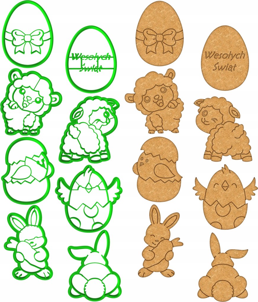 8x Húsvéti mézeskalács formák Húsvéti lyukasztók XL szett 8db