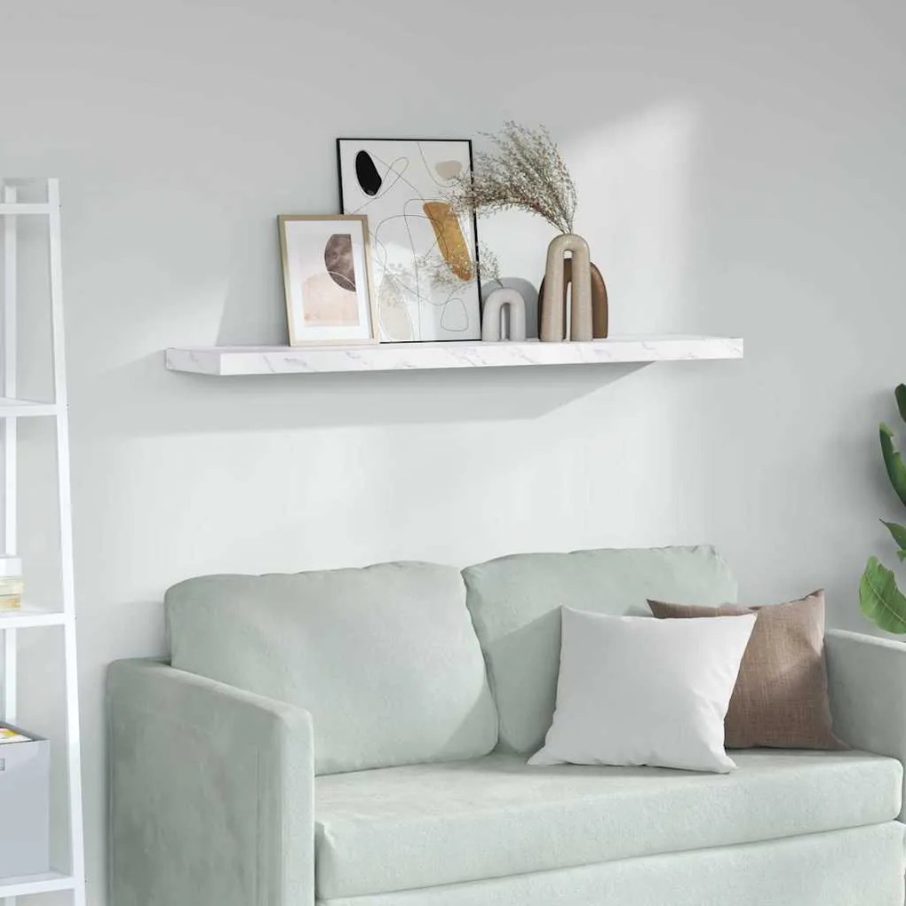 vidaXL Falpolc tárolóval Fehér márvány 120 x 23,5 x 4 cm Faanyag