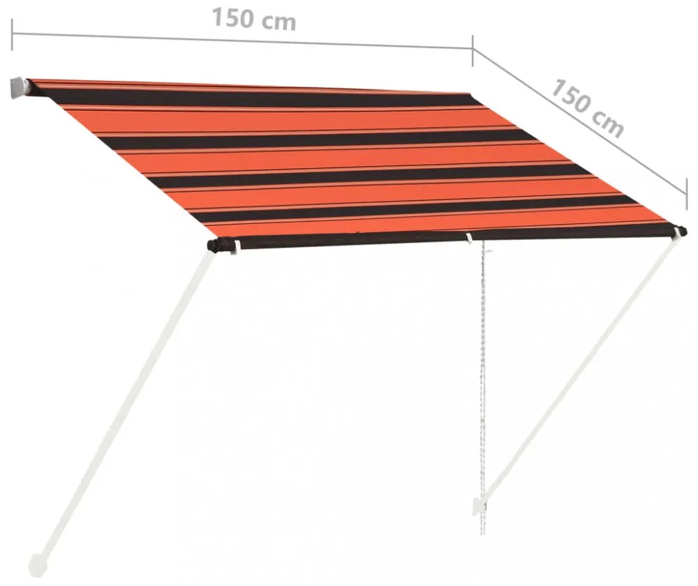 narancssárga és barna feltekerhető napellenző 150 x 150 cm