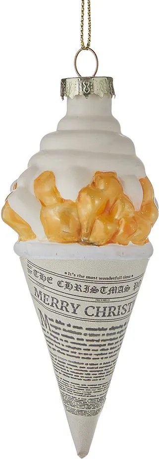 HANG ON üveg karácsonyfadísz , belga sültkrumpli