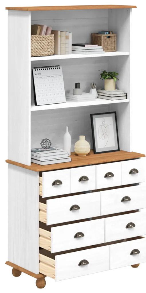 Hutch ASKIM" Fehér 91x40x183 cm Masszív Fa Fenyő"