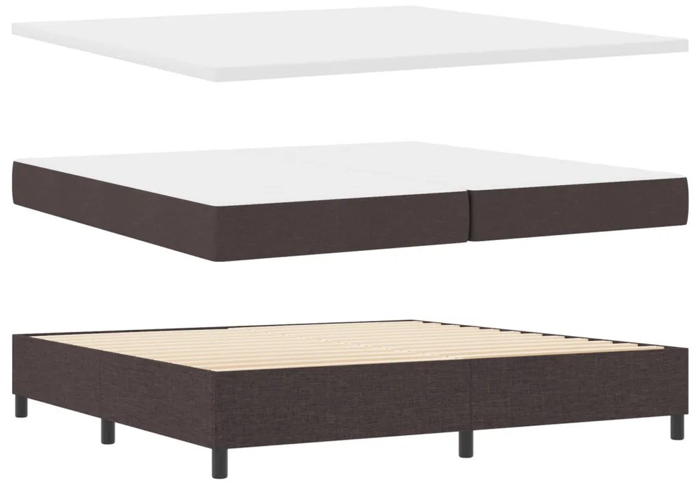 Box Spring ágy matraccal és padról sötétbarna 200x200 cm szövet
