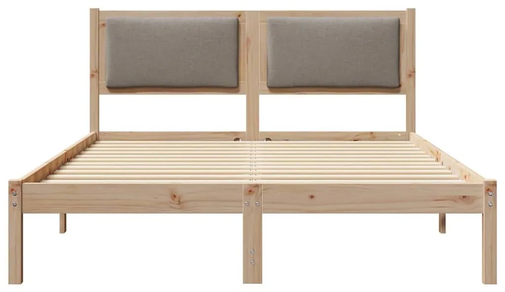 vidaXL Ágykeret fejtámlával Tópszínű 135 x 190 cm Tömör fenyőfa