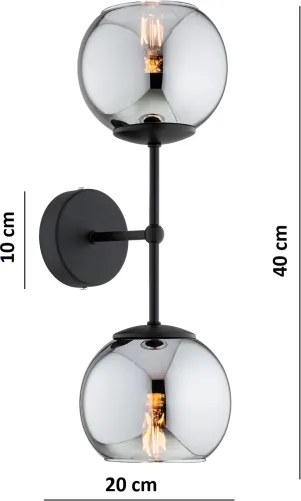 Brilagi - DIOR fali lámpa 2xE27/60W/230V fekete/füstszürke