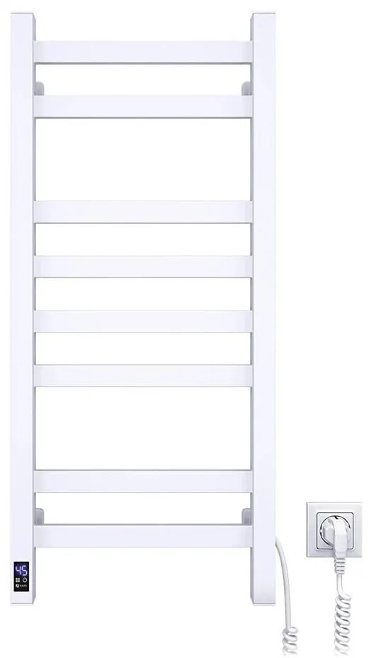 AVANGARD fürdőszobai törölközőszárító termosztáttal, 251 W/230 V, 80,6 cm, IP44, fehér, jobb oldali