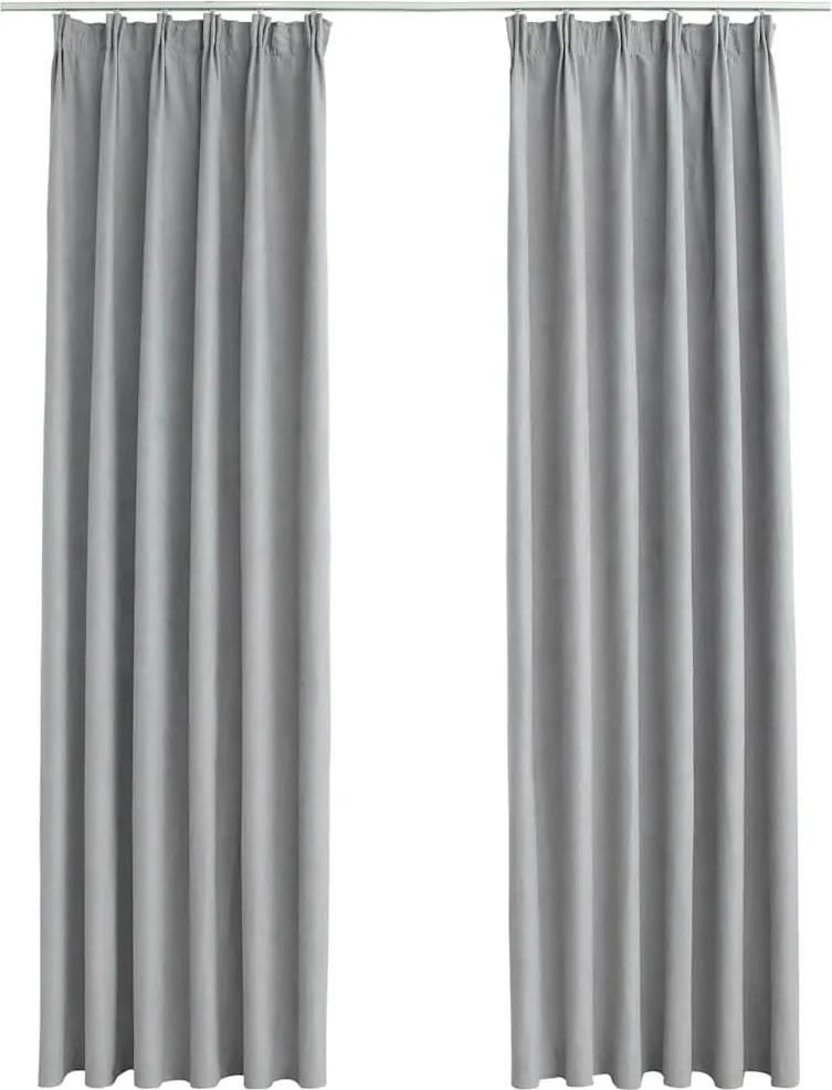 vidaXL 2 db szürke sötétítőfüggöny kampókkal 140 x 175 cm