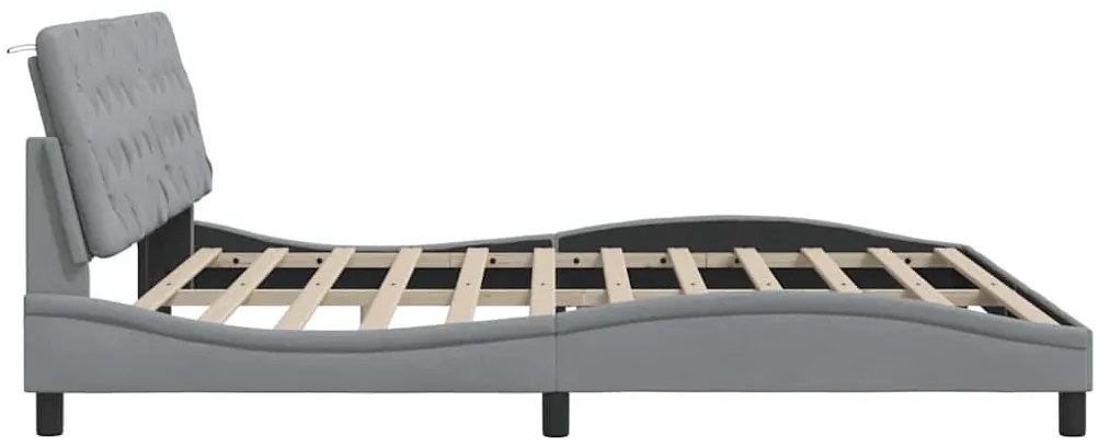 világosszürke szövet ágykeret LED-es matrac nélkül 200 x 200 cm