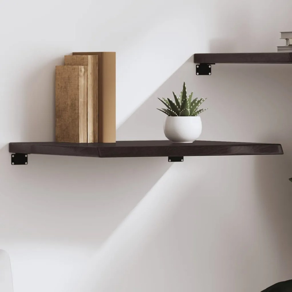 sötétbarna kezelt tömör tölgyfa fali polc 60x50x(2-4) cm