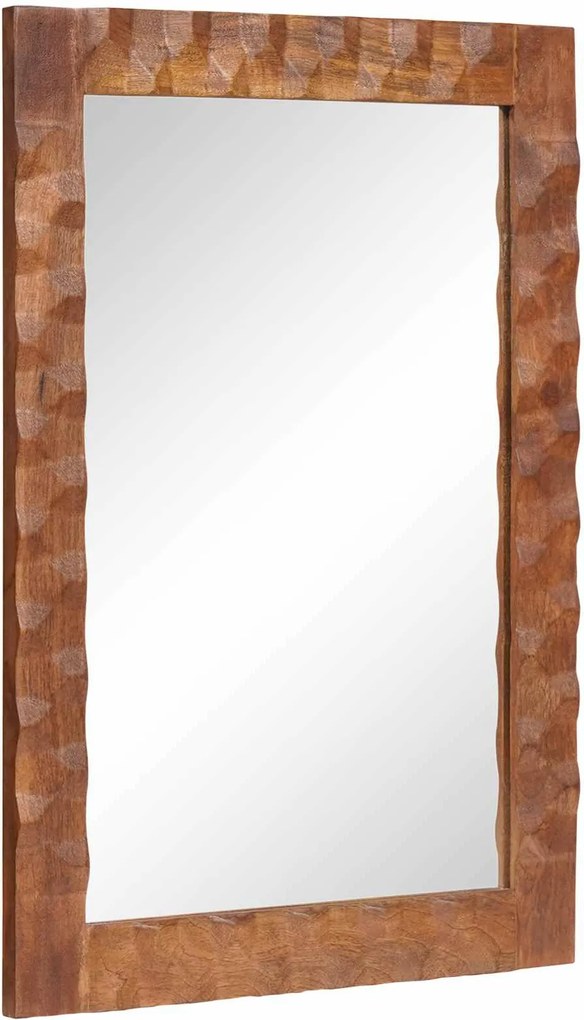 vidaXL Fürdőszobai tükör tükörrel Akácbarna felület 50 x 70 x 2,5 cm