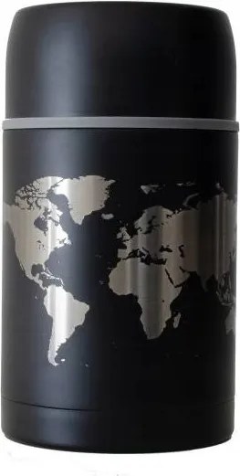 Uzsonnás Termosz Világtérkép 800 ML Fekete